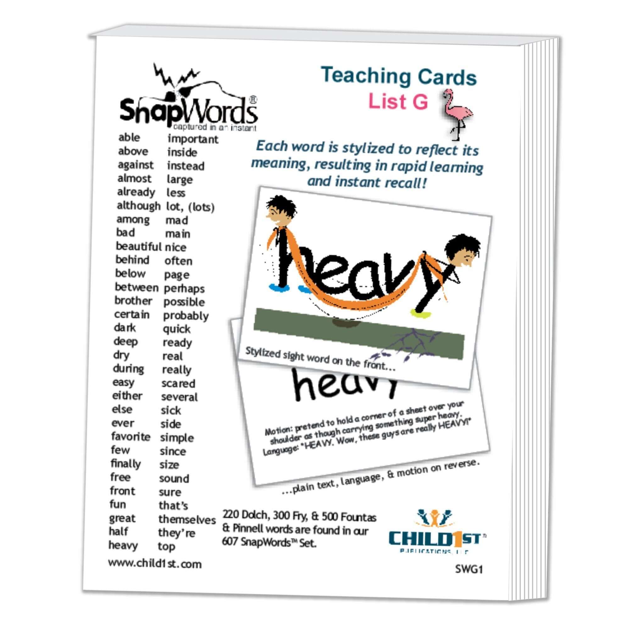 SnapWords® List G Teaching Cards