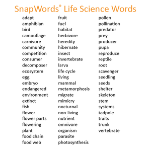 SnapWords Life Science Words