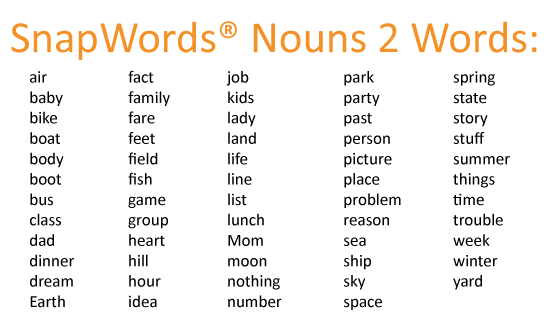 SnapWords Nouns 2 Words