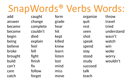 SnapWords Verbs Words