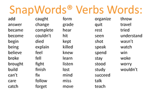 SnapWords Verbs Words