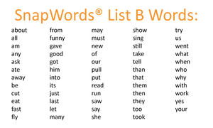 SnapWords List B Words