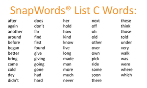 SnapWords List C Words