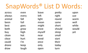 SnapWords List D Words