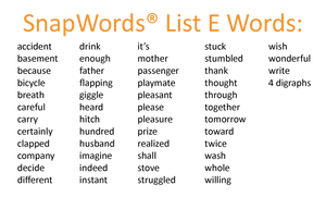 SnapWords® List E Words